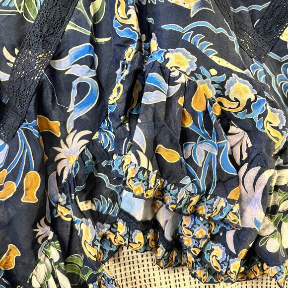 Farm Rio Winter Garden Black Pleated Lace Sleeveless Midi Dress – Size M - Picture 5 of 10